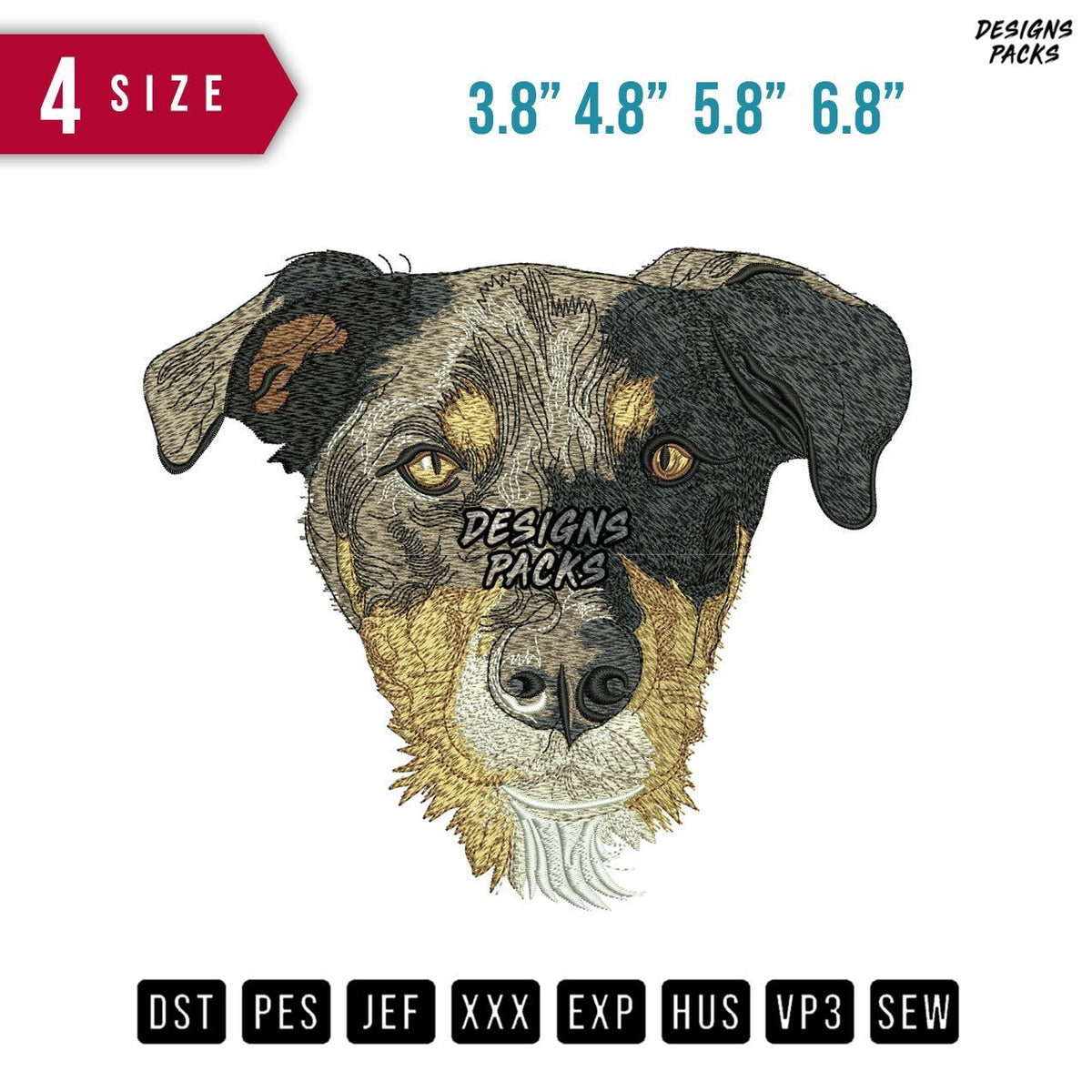 Dog Head R Embroidery Design