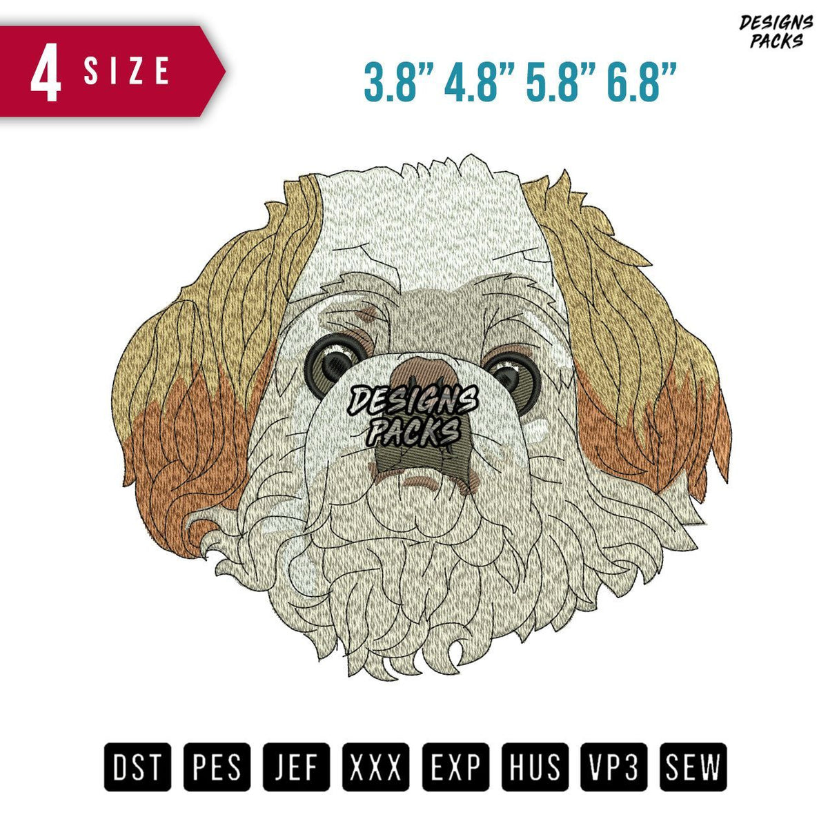 Dog Head Thick Embroidery Design