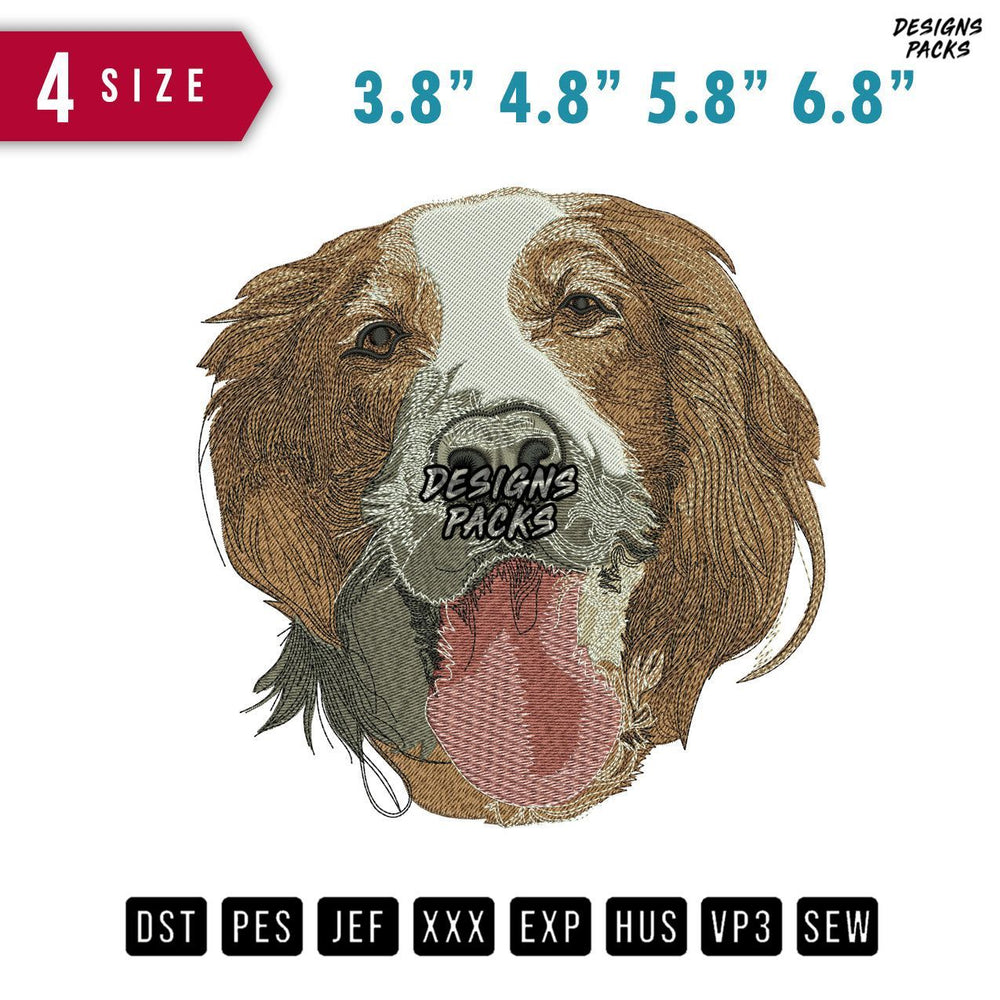 Dog Head Tongue Embroidery Design