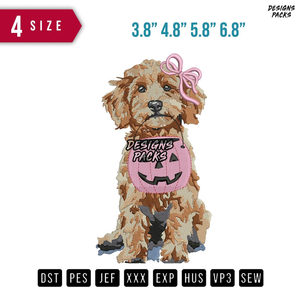 Dog Helloween Basket Embroidery Design