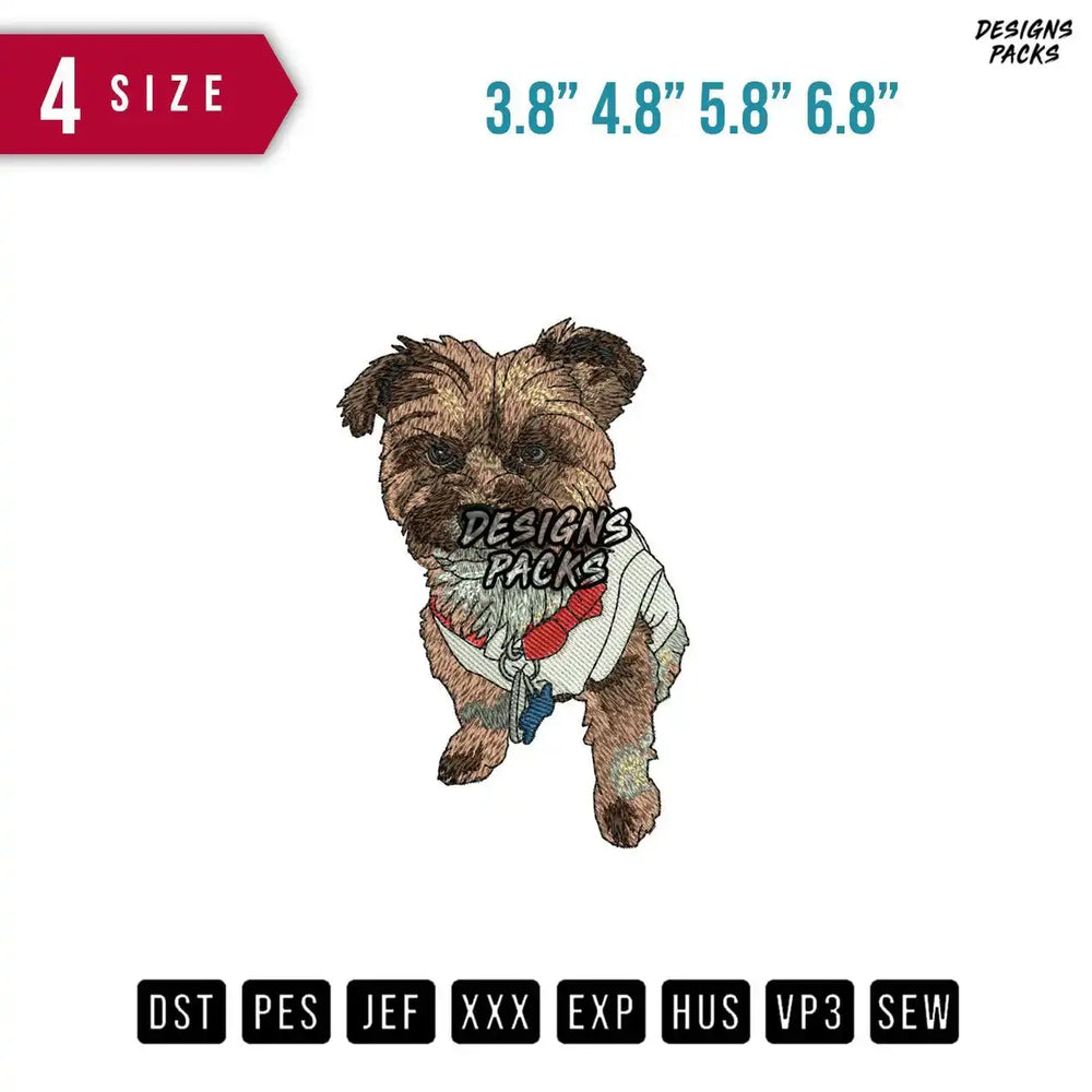 Dog in shirt Embroidery Design