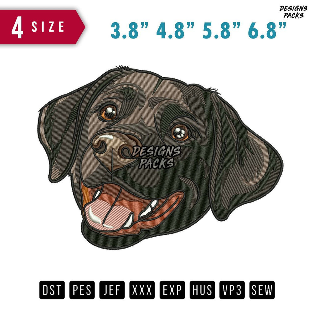 Dog Labrador Black Embroidery Design