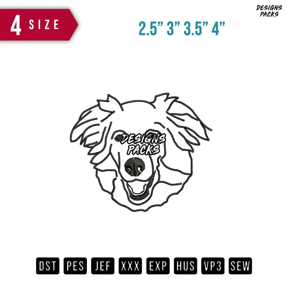 Dog Line Art Embroidery Design
