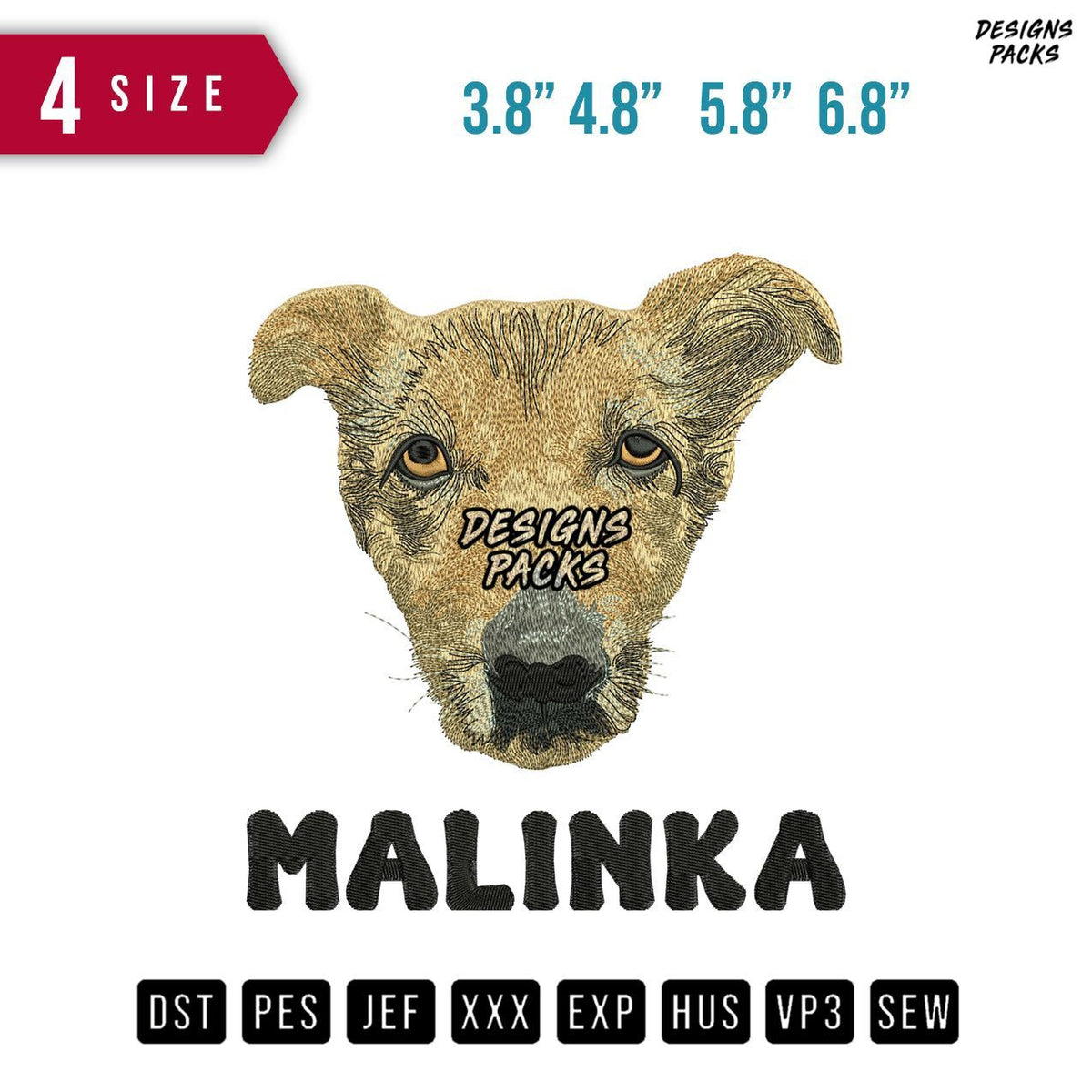 Dog malinka Embroidery Design
