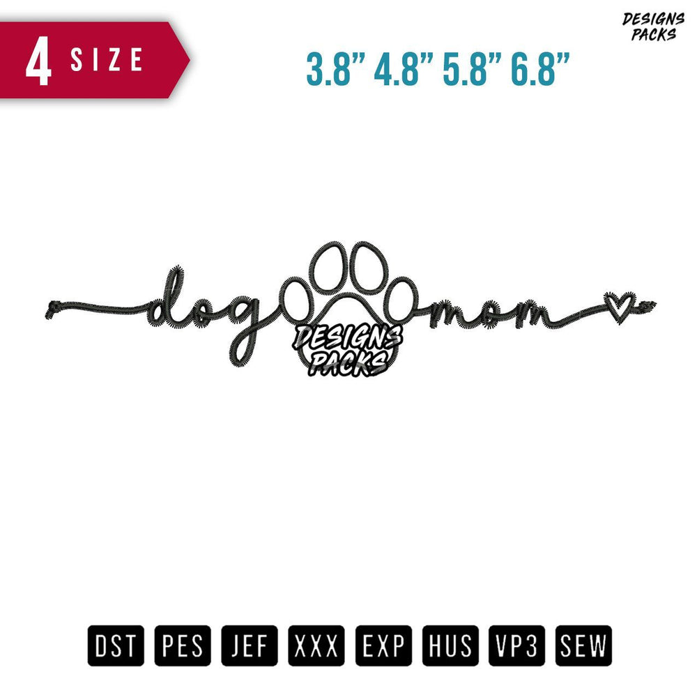 Dog Mom Love Embroidery Design