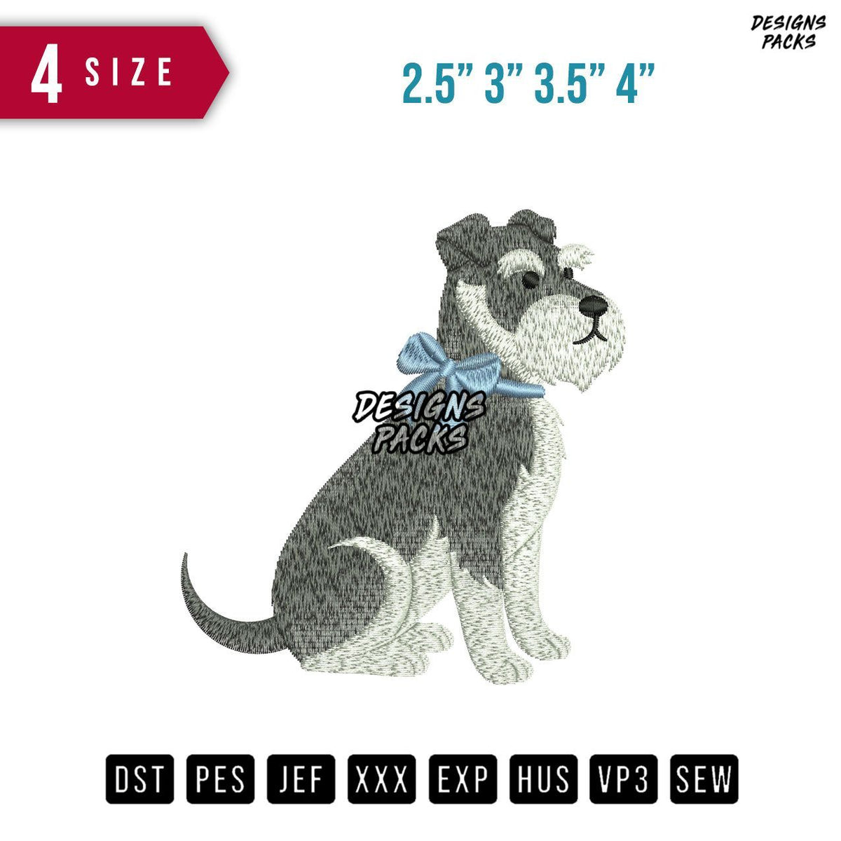 Dog Ribbon Blue B Embroidery Design