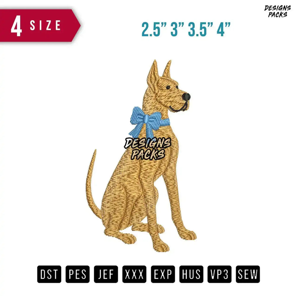 Dog Ribbon Blue C Embroidery Design
