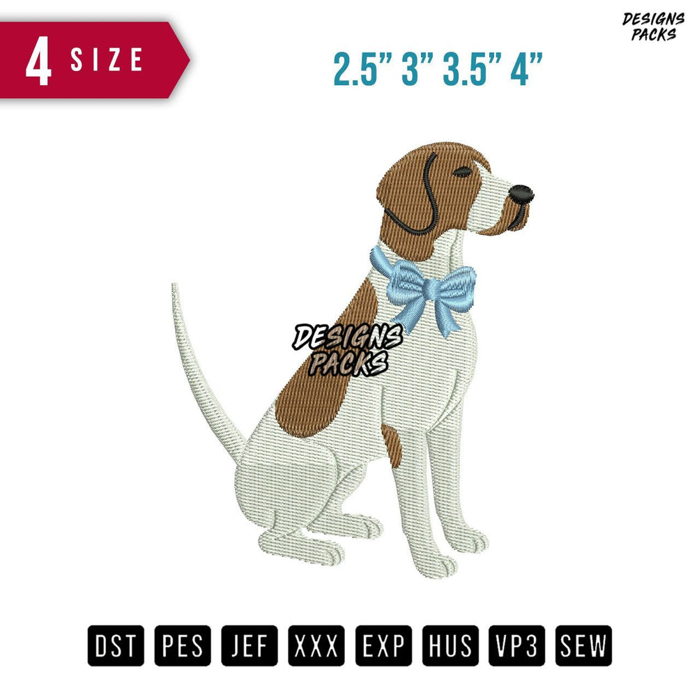 Dog Ribbon Blue Embroidery Design