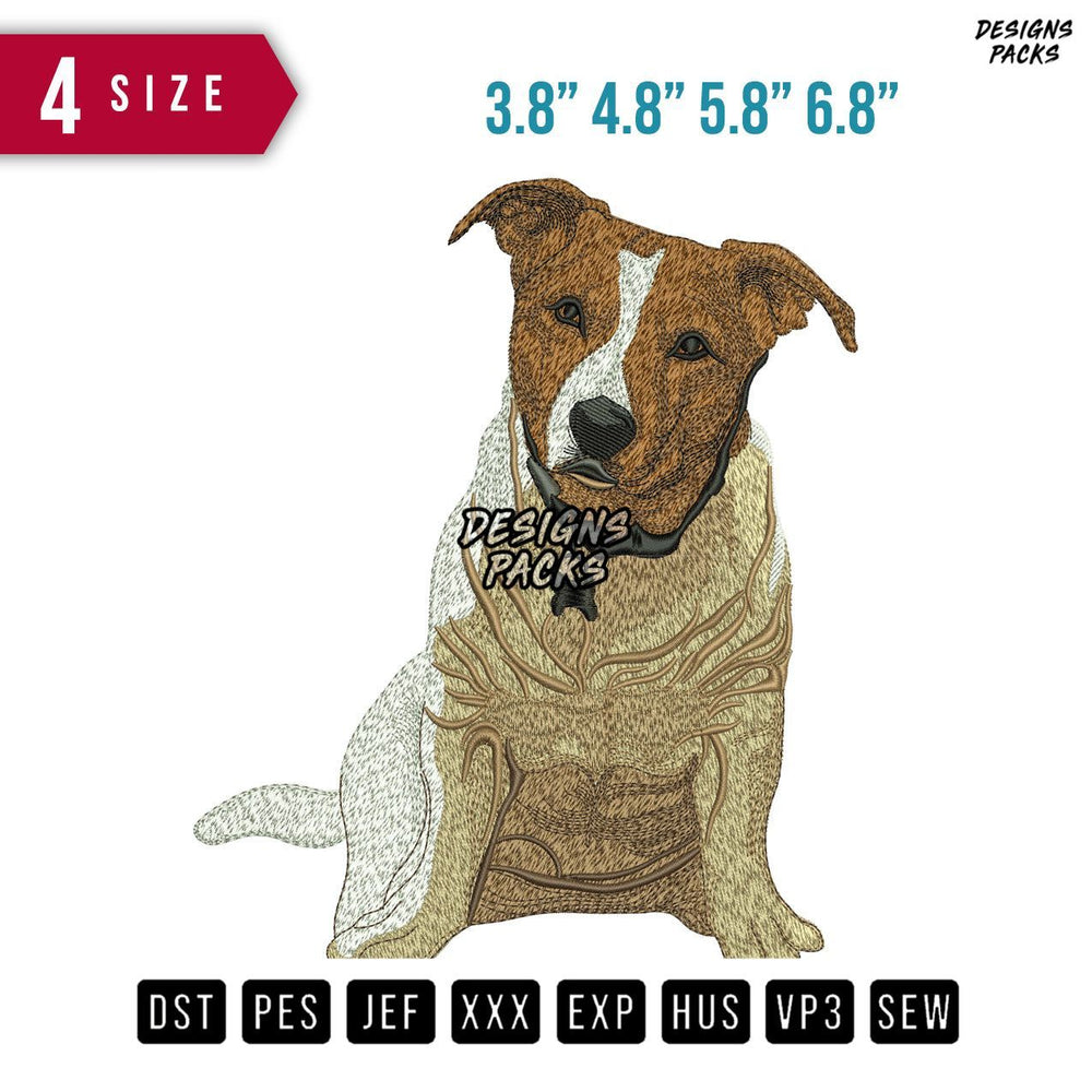 Dog Sit Realis Embroidery Design