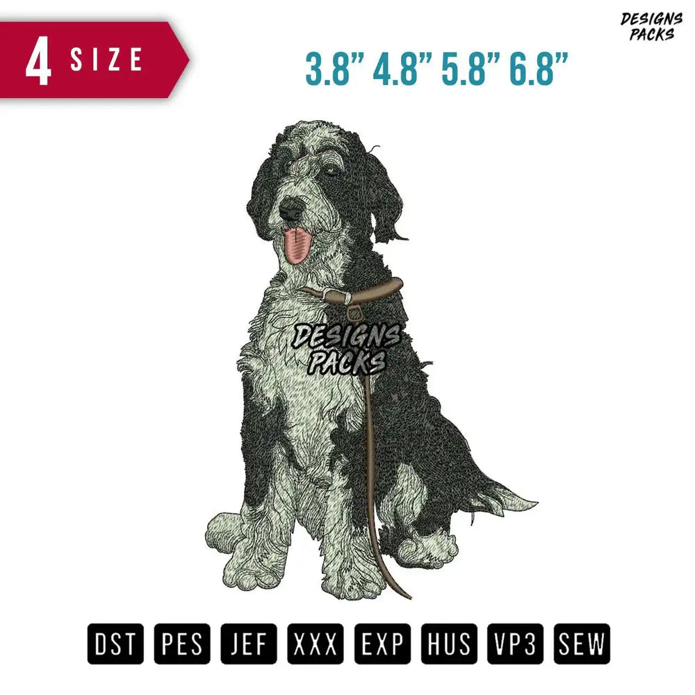 Dog Sitting D Embroidery Design