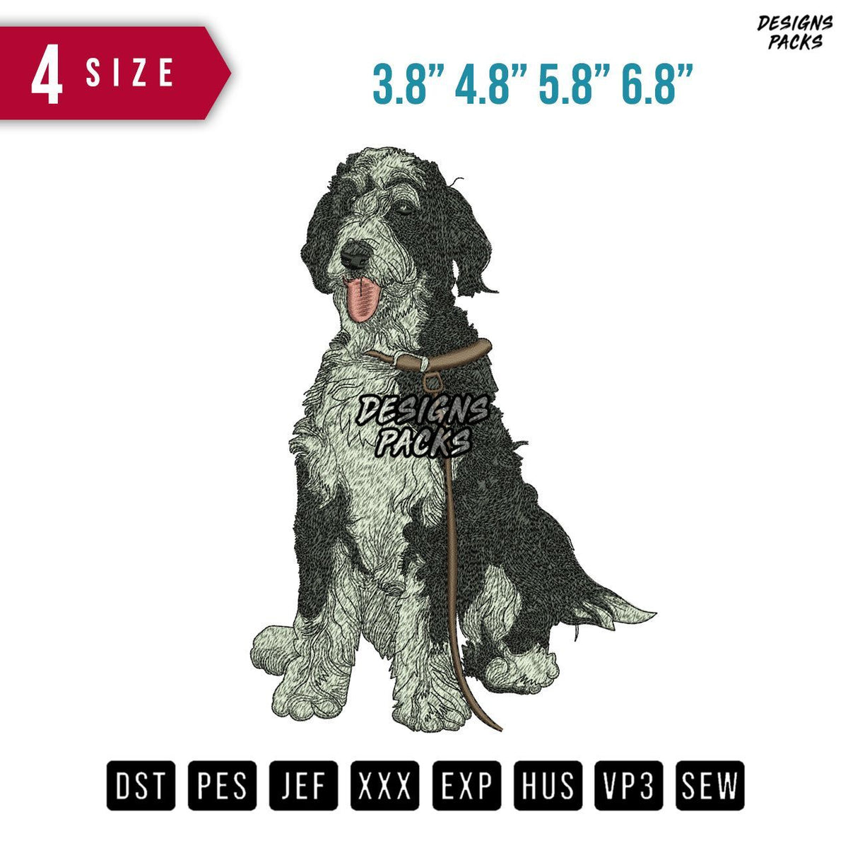 Dog Sitting D Embroidery Design