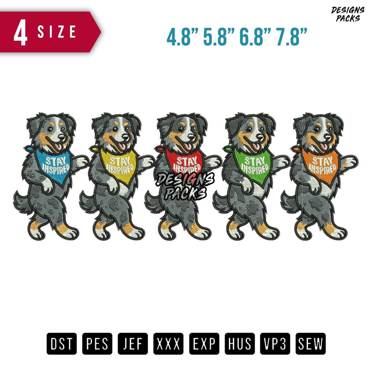 Dog Stay Inspired Embroidery Design