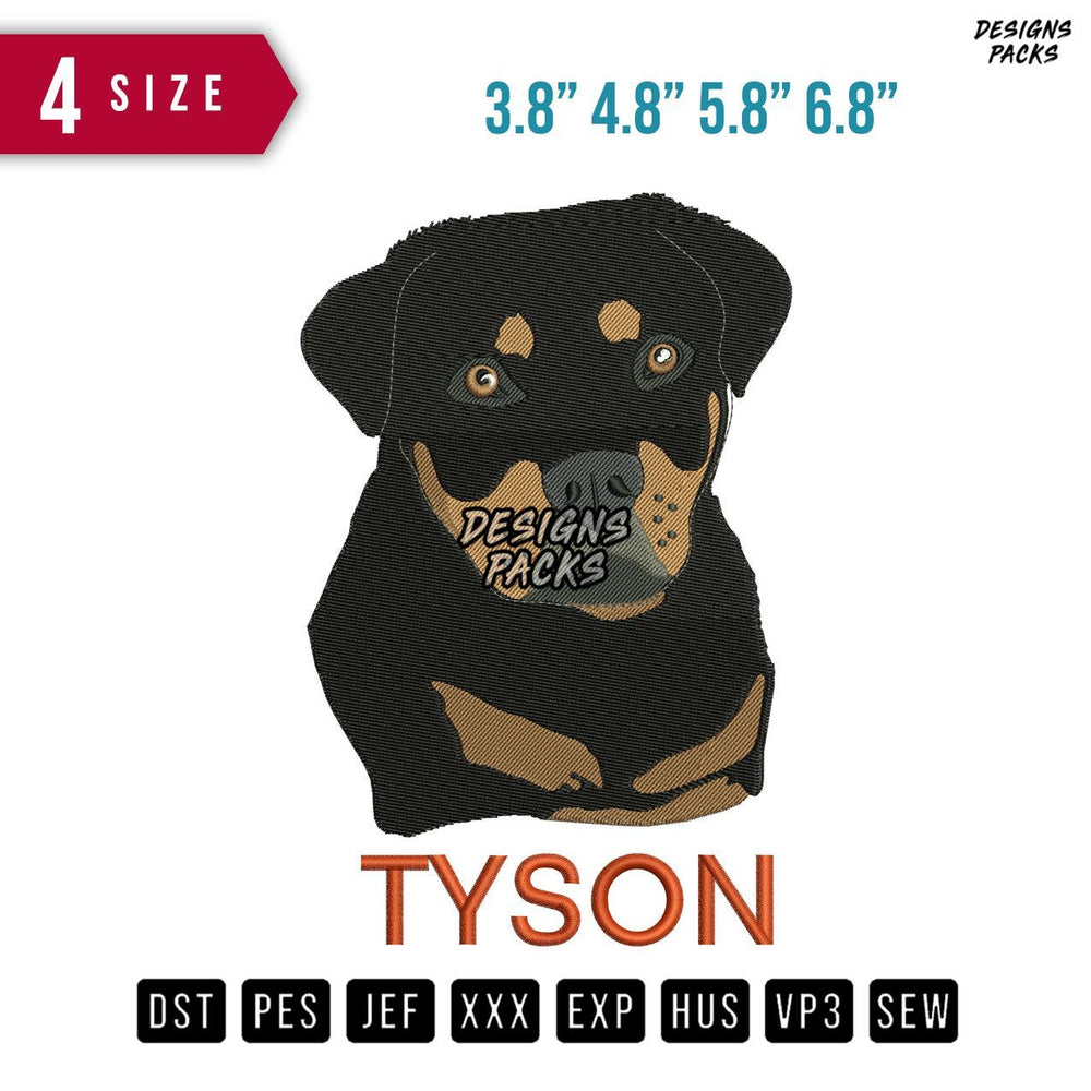 Dog Tyson Embroidery Design