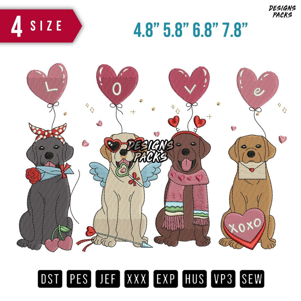 Dog Valentine Embroidery Design