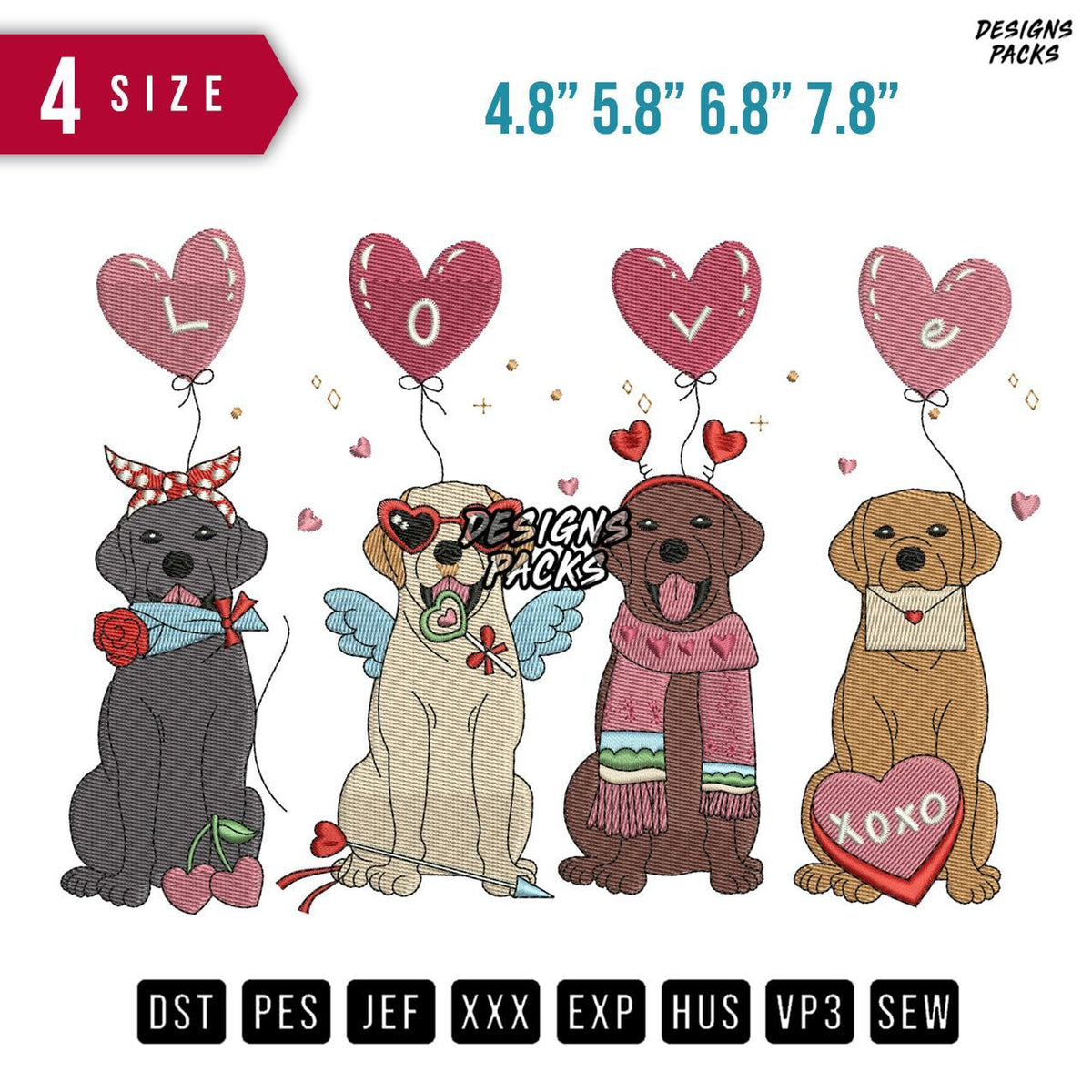 Dog Valentine Embroidery Design