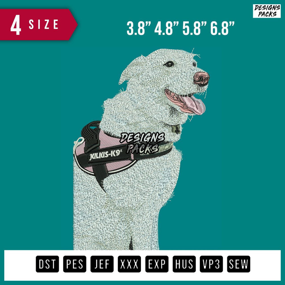 Dog White C Embroidery Design