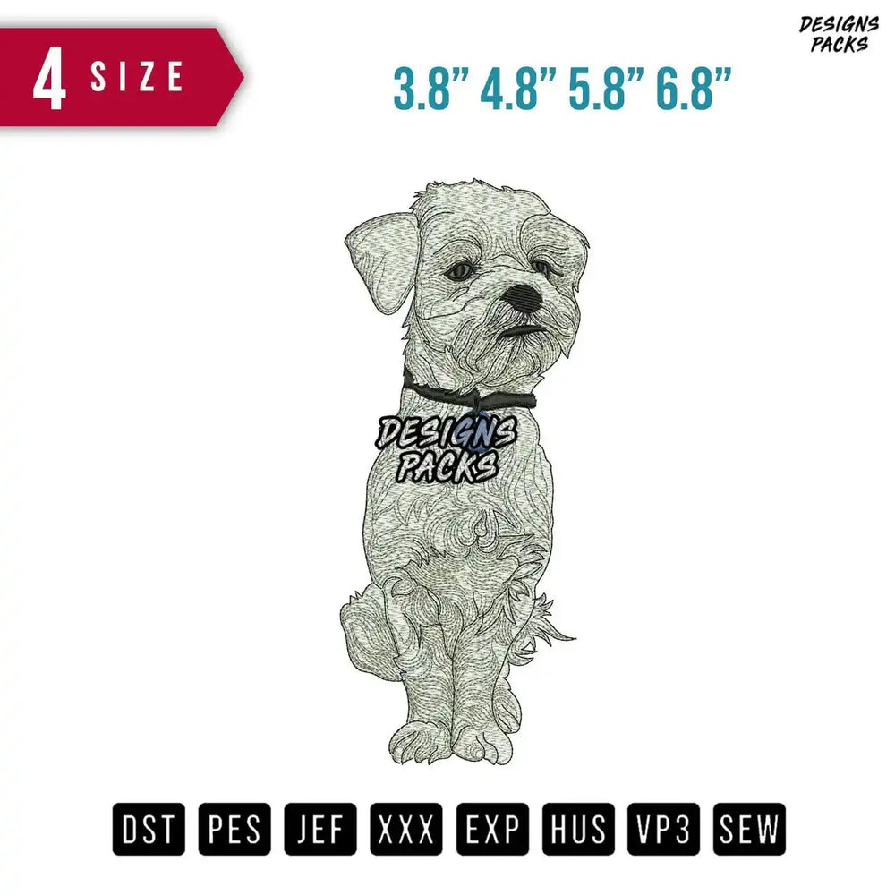 Dog White Day dream Embroidery Design
