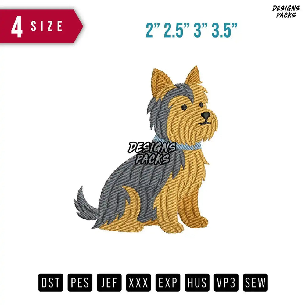 Dog Yorkie Ribbon Embroidery Design