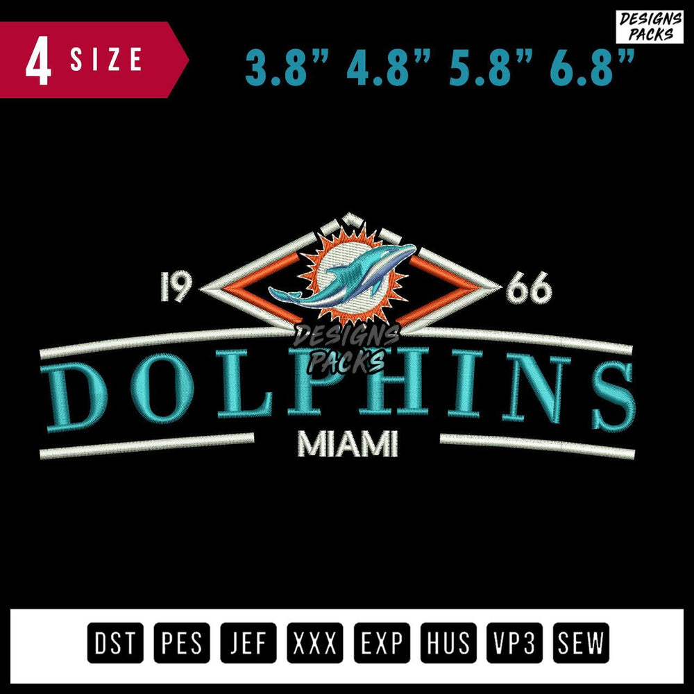 Dolphins Miami Embroidery Design