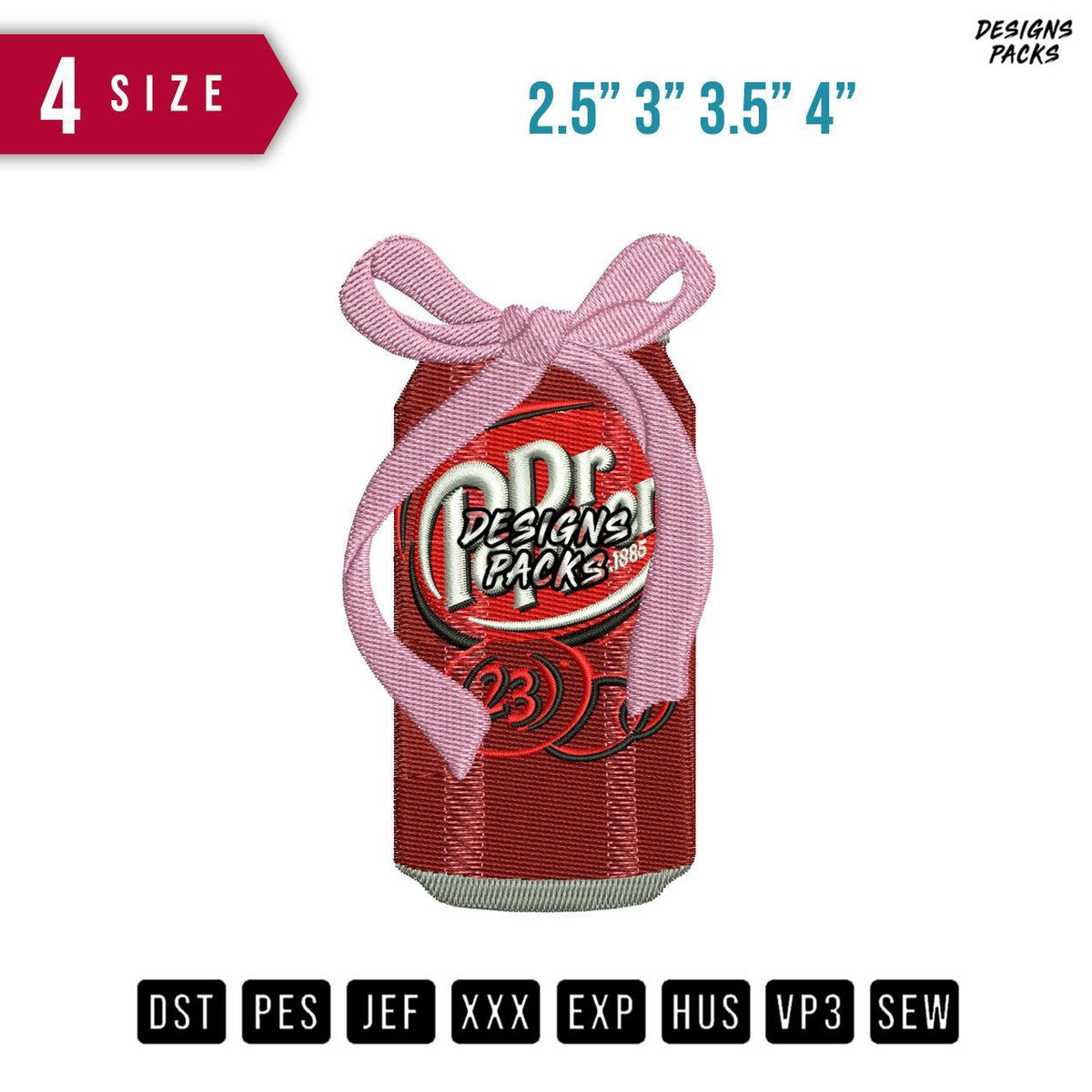 Dr Pepper Bottle Embroidery Design