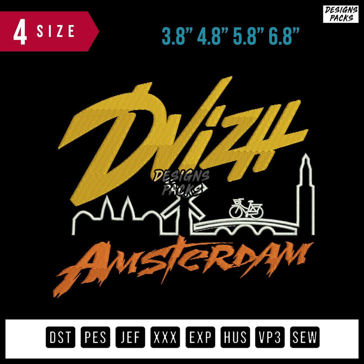 Dviz Amsterdam Embroidery Design