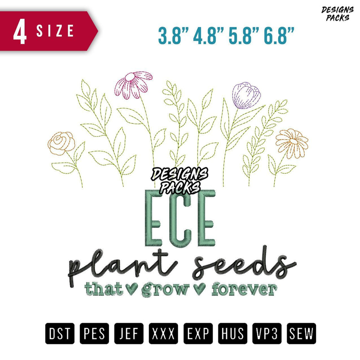 Ece Plant Seeds Embroidery Design