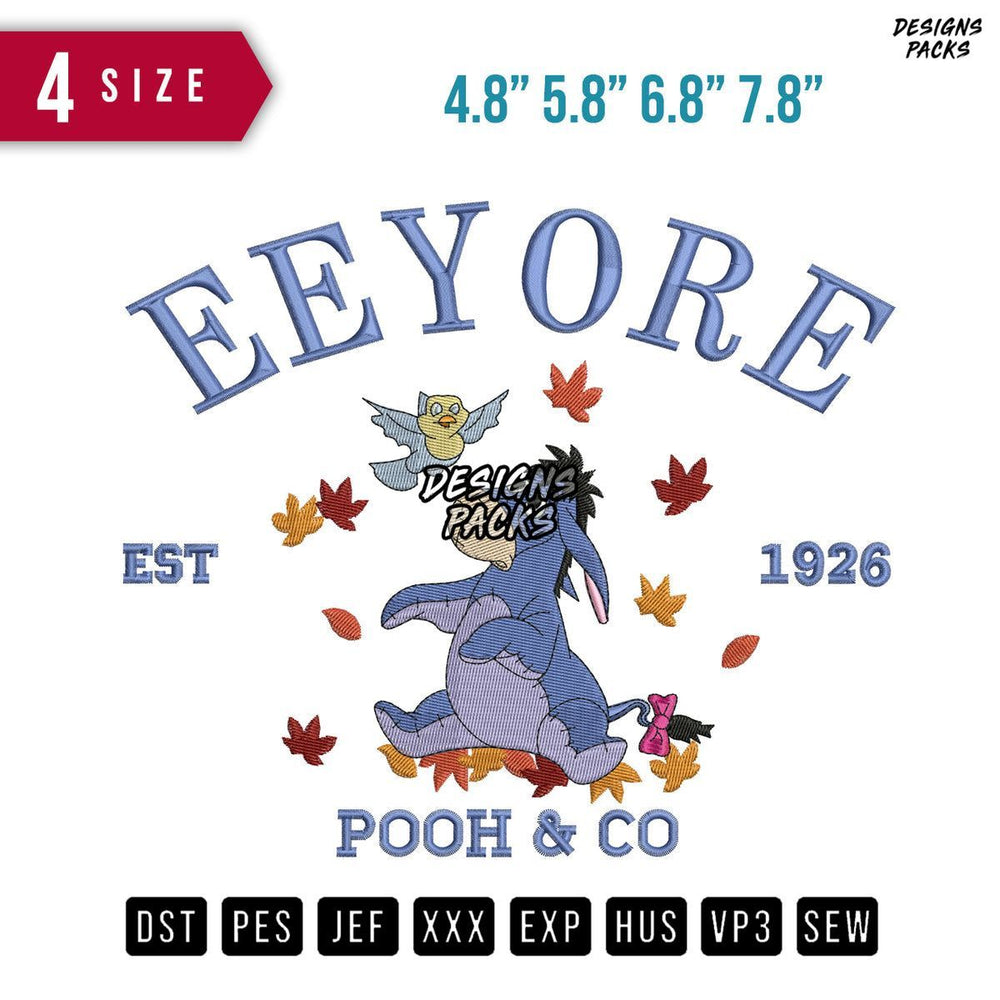 Eeyore & Bird Pooh Fall Embroidery Design