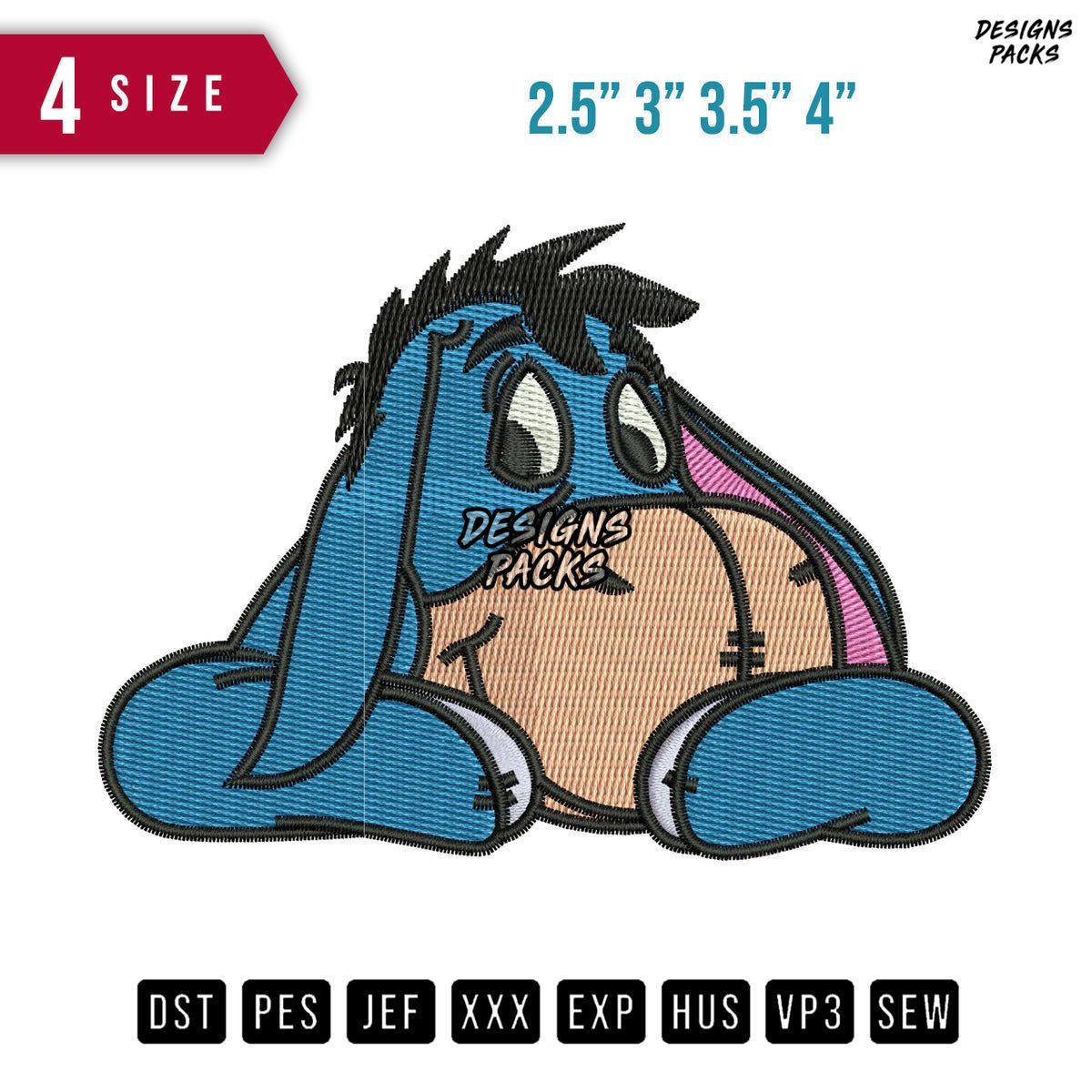 Eeyore Face Embroidery Design