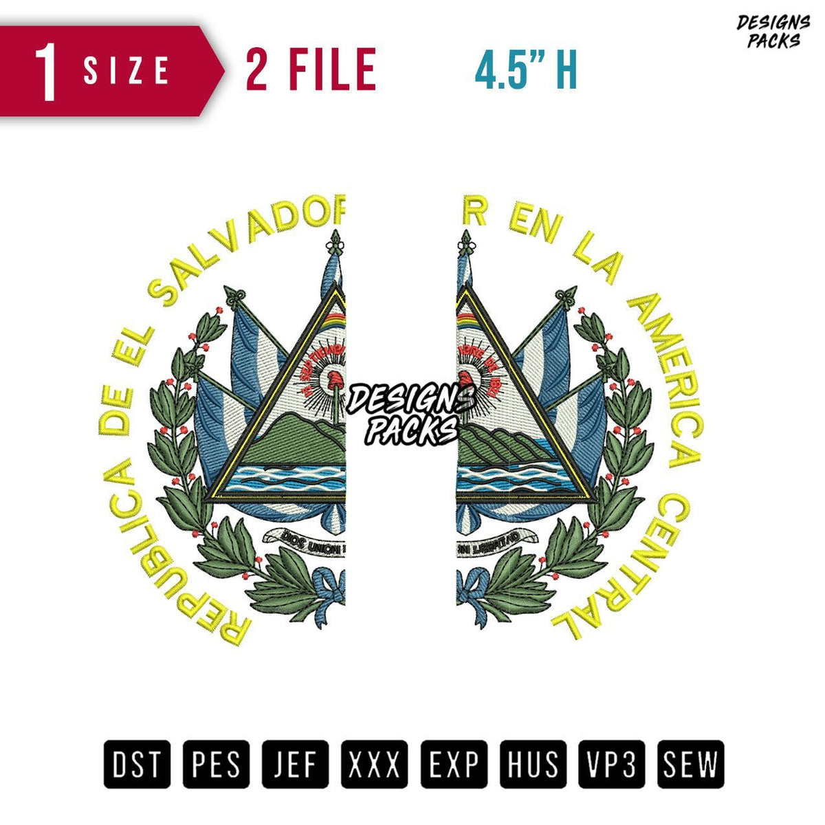 Elsalvador Stole Graduation Embroidery Design