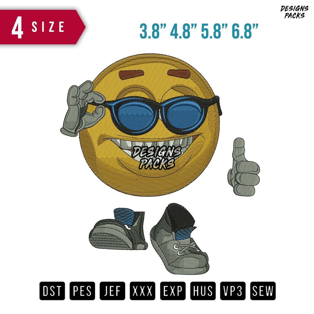 Emoticon Smile Embroidery Design