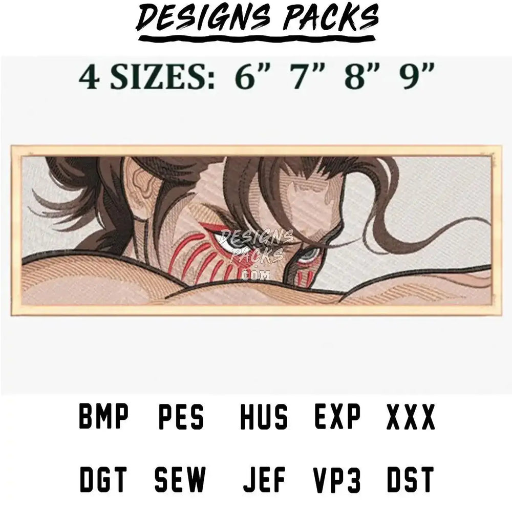 Embroidery design with 4 sizes, available in PES, DST, and other formats for instant download.