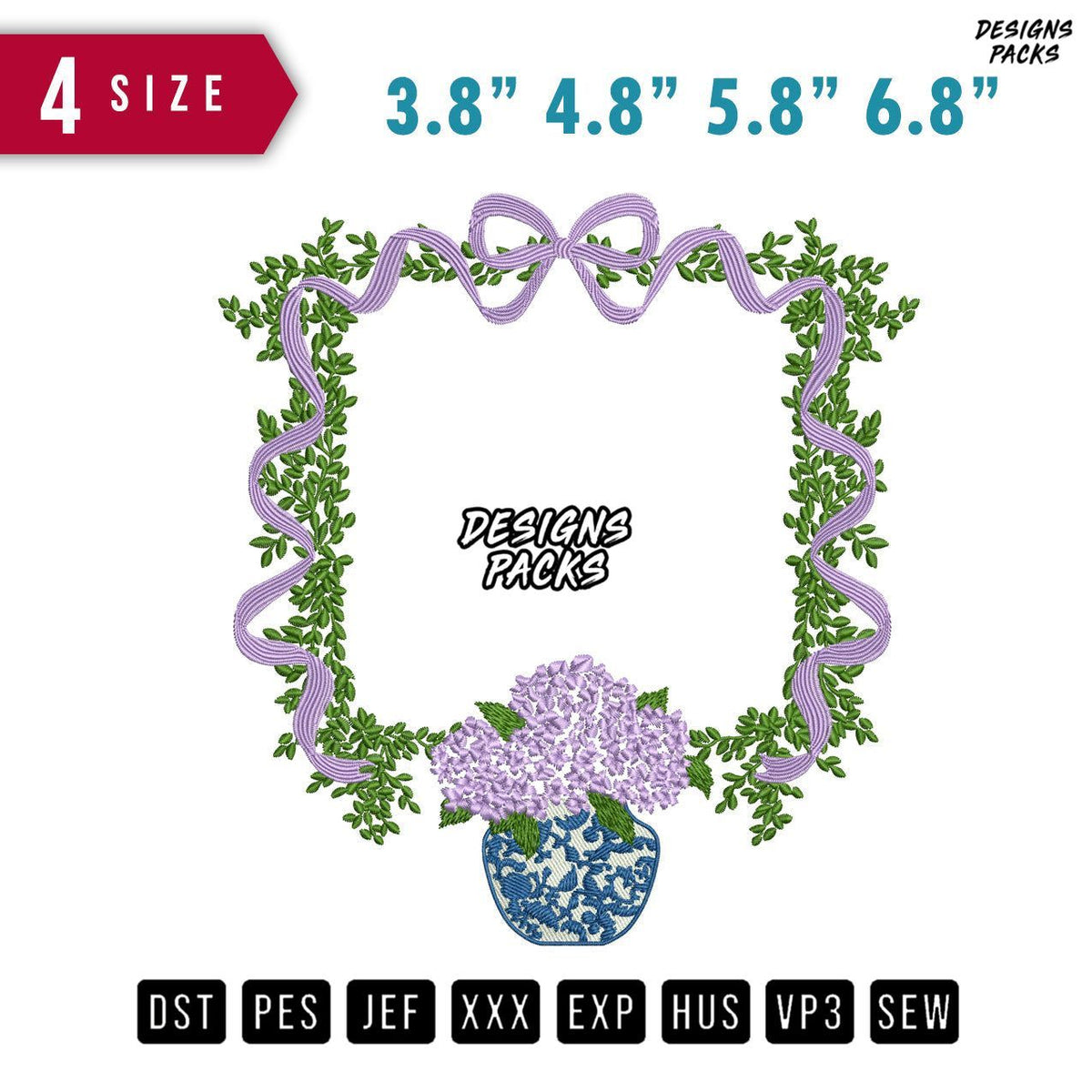 FLower Pot Embroidery Design