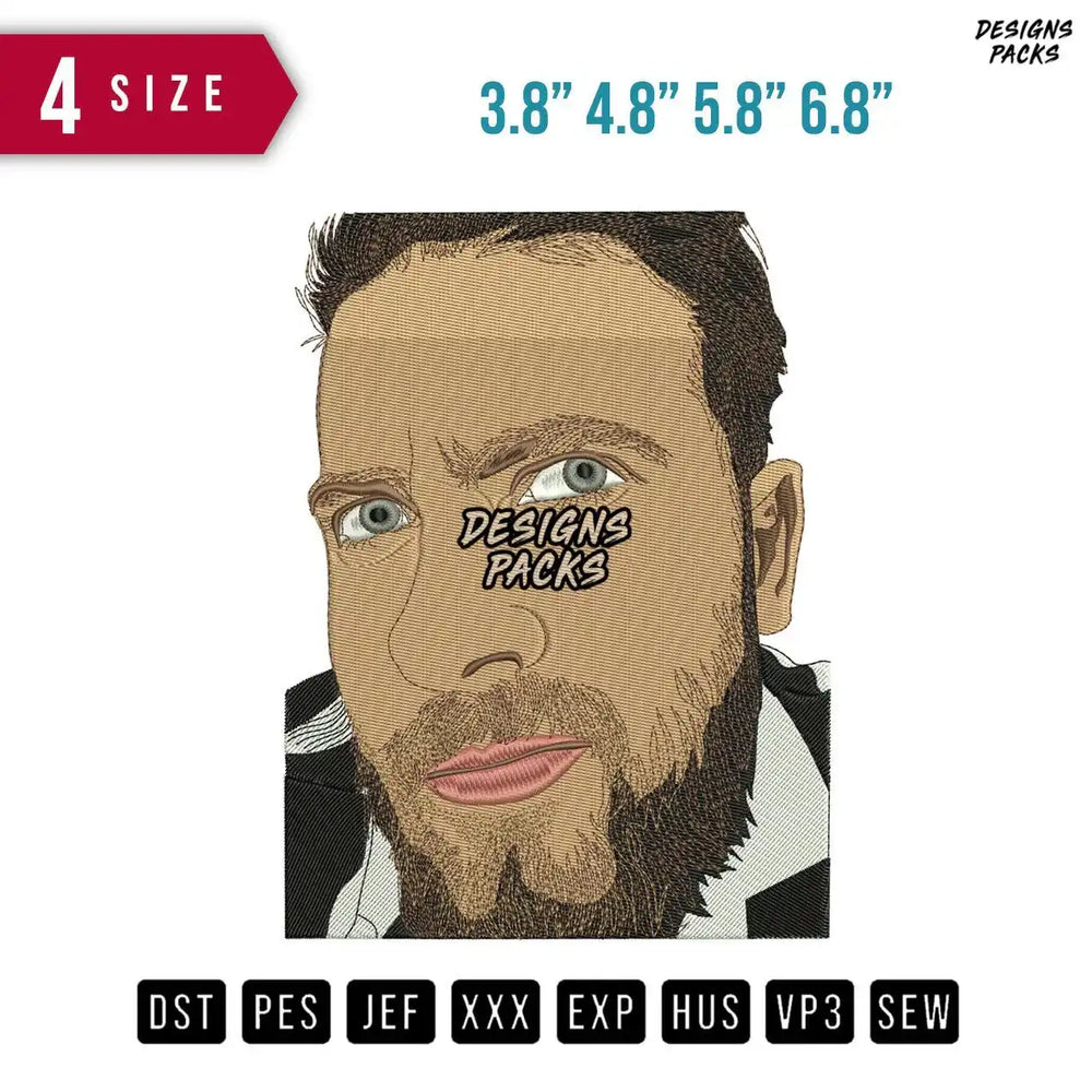 Face Man Embroidery Design