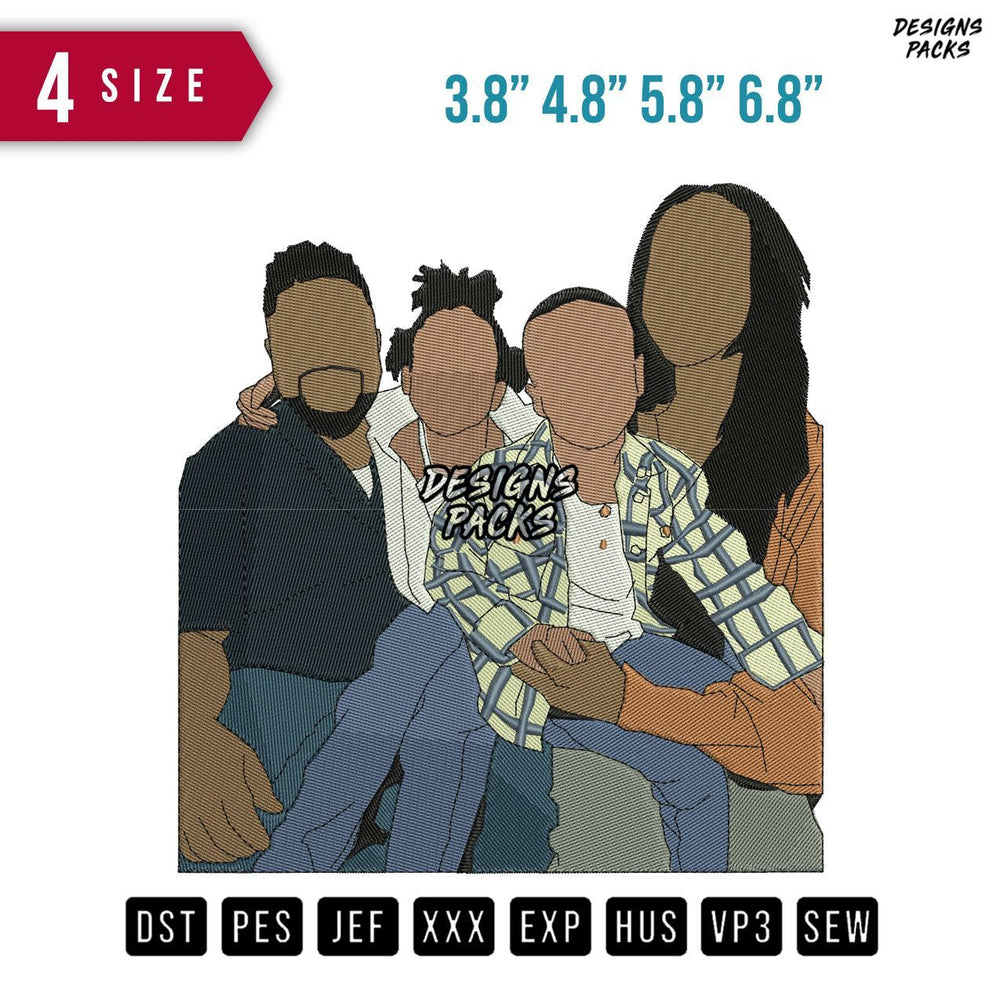 Family Faceless Embroidery Design