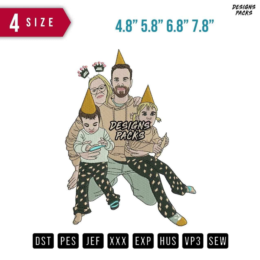 Family HBD Embroidery Design