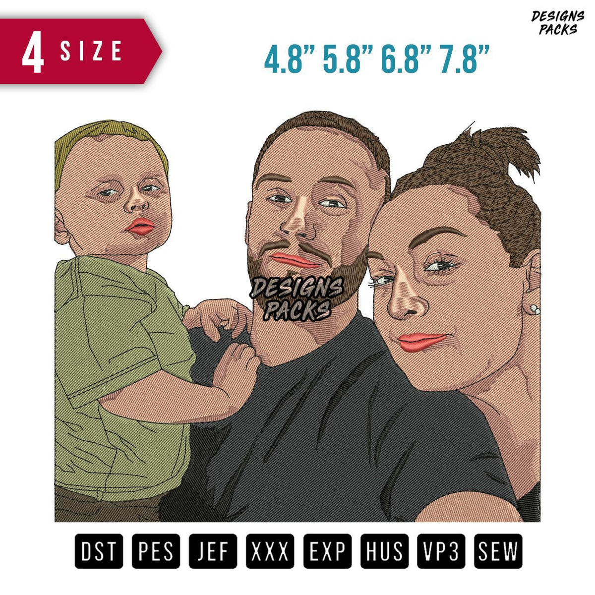 Family Selfie Embroidery Design