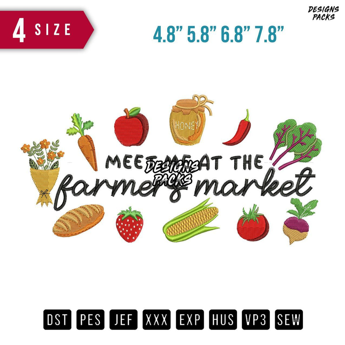 Farmers Market Embroidery Design