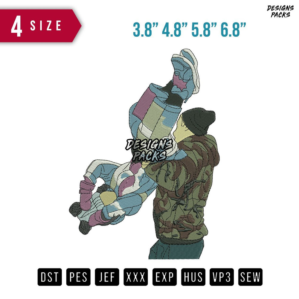 Father Somersault Embroidery Design