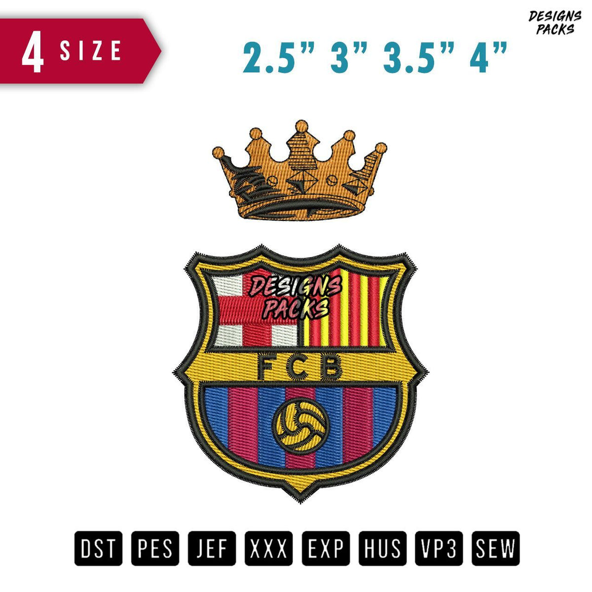 Fc Barcelona Crown Embroidery Design