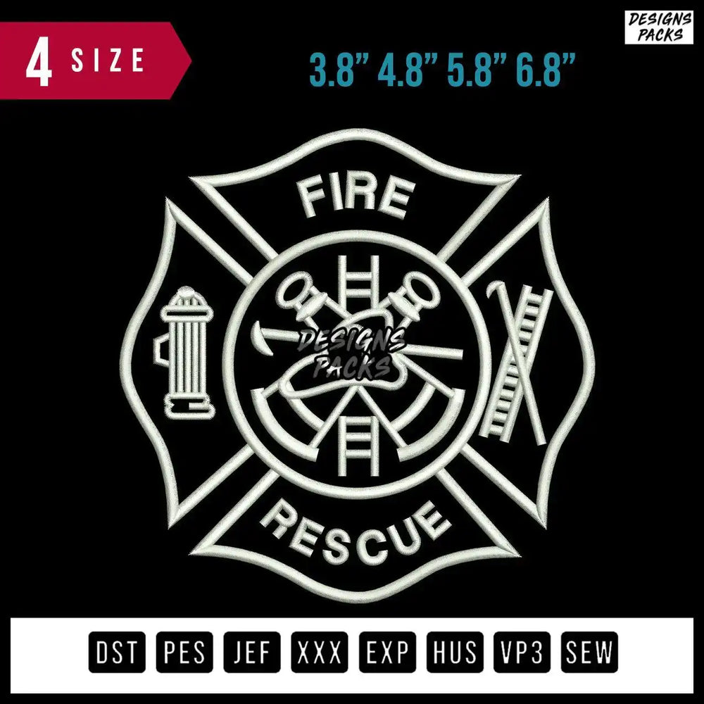 Fire Rescue Embroidery Design