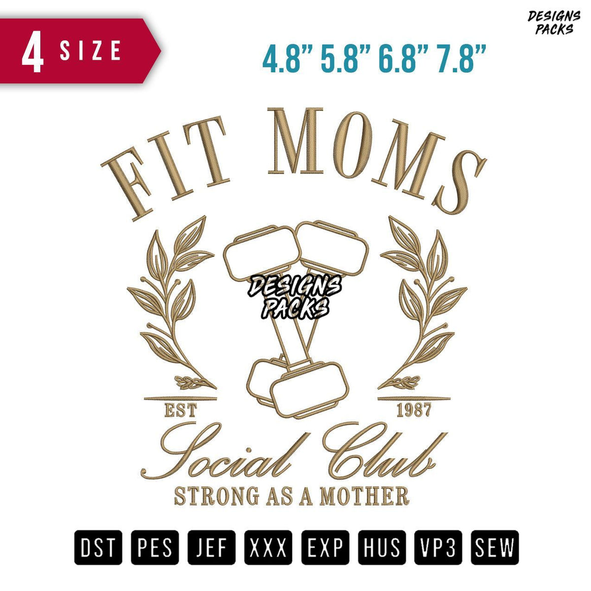 Fit moms Embroidery Design