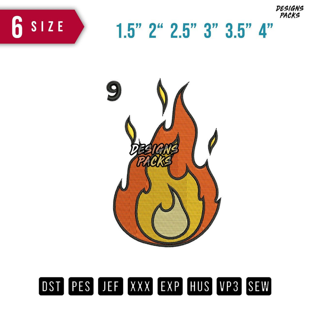 Flame B Embroidery Design