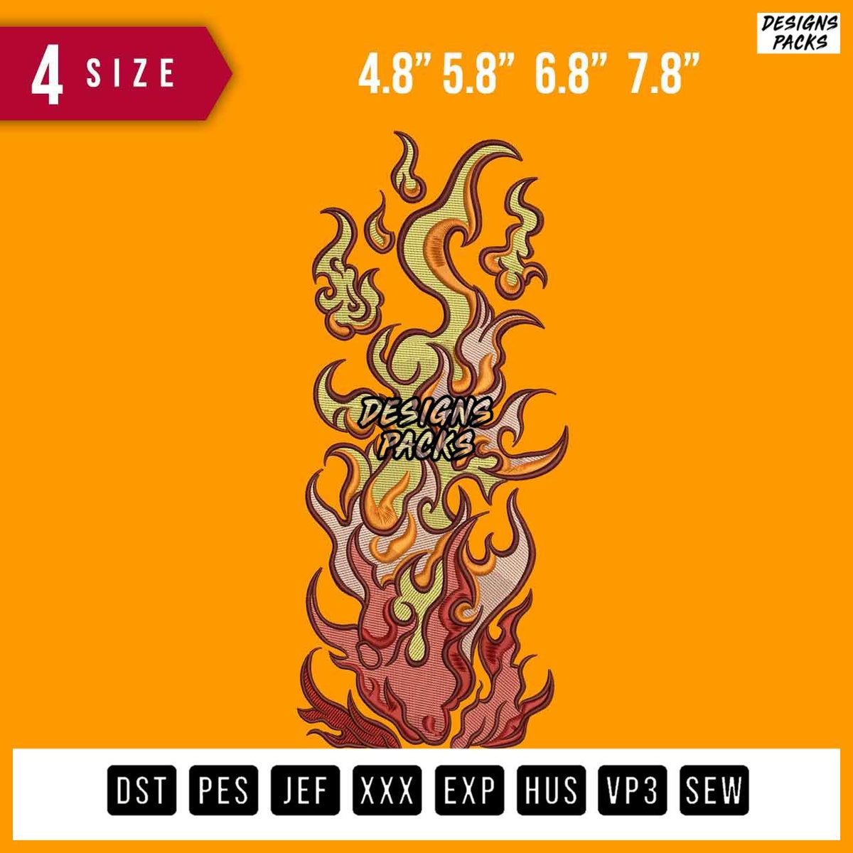 Flame Sleeve Embroidery Design