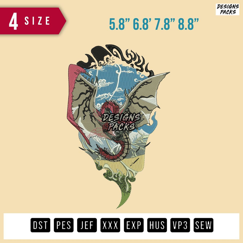 Flying Dragon Embroidery Design