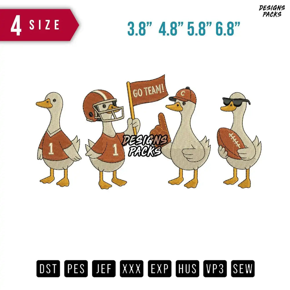 Football Goose Embroidery Design