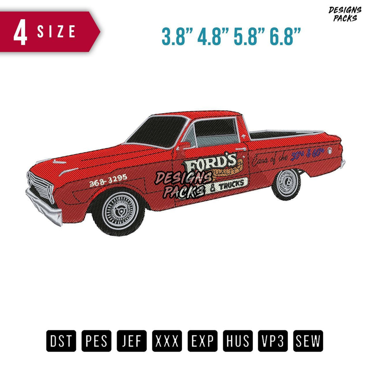 Fords Car Embroidery Design