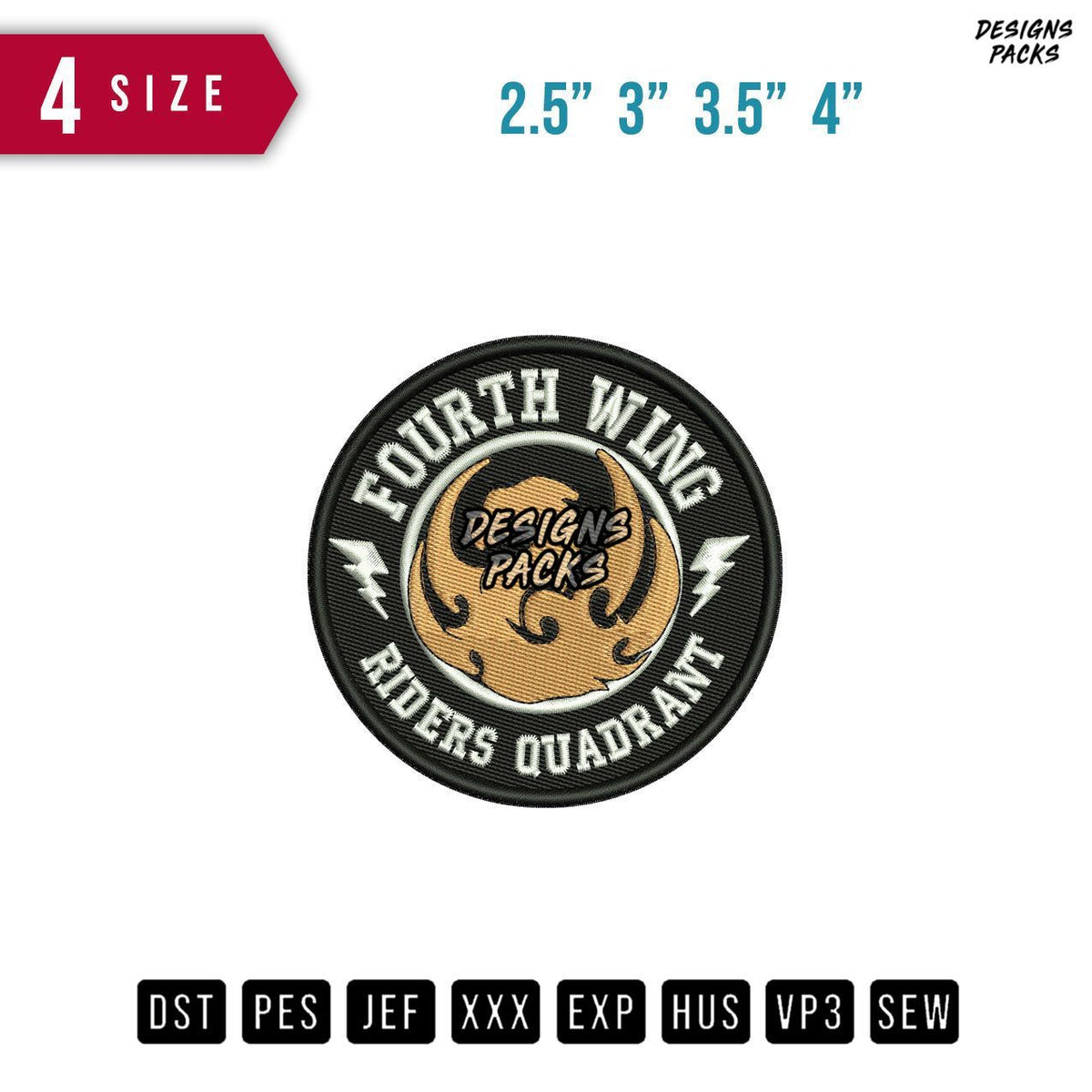 Fourth Wing Patch Embroidery Design