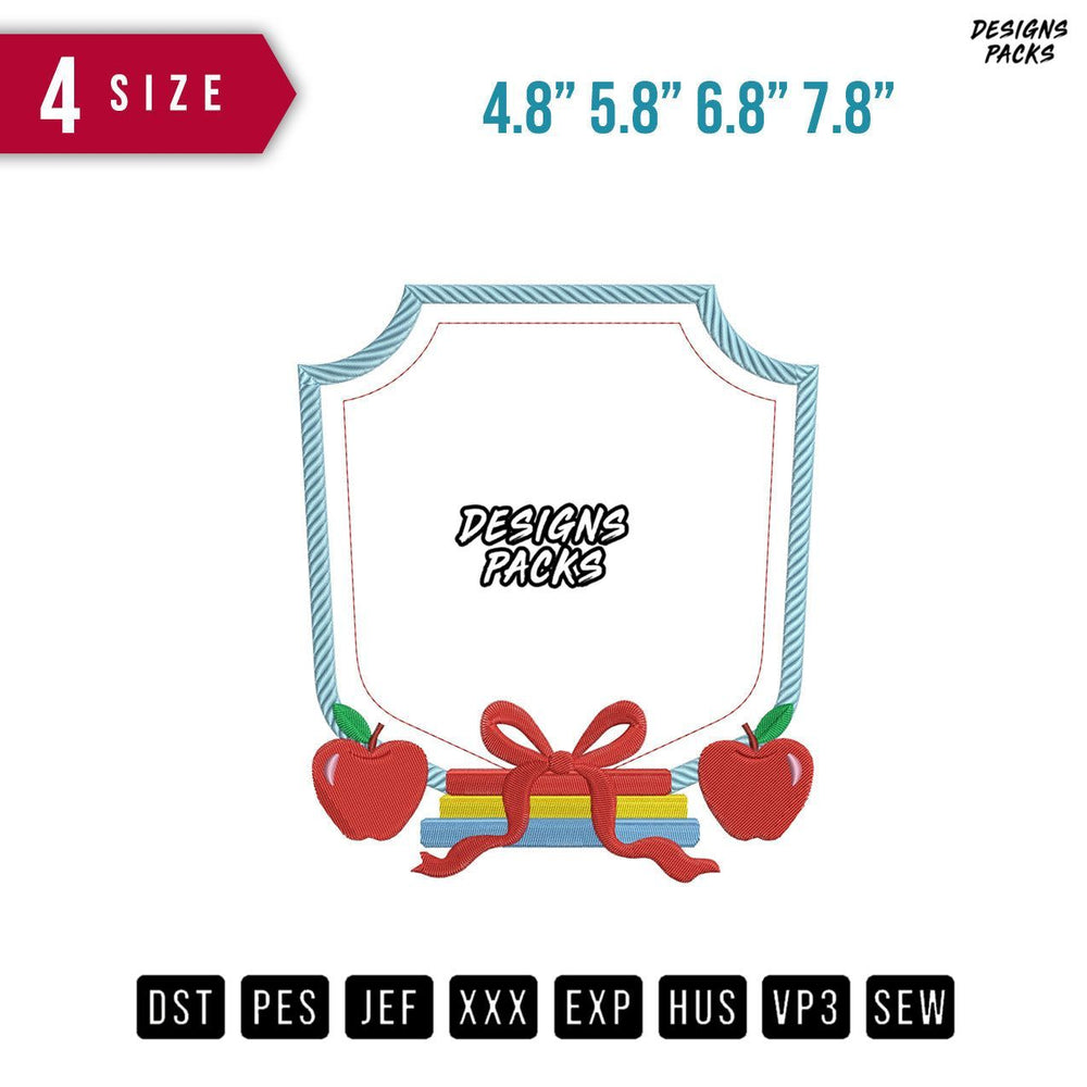Frame Apple Ribbon Gift Embroidery Design