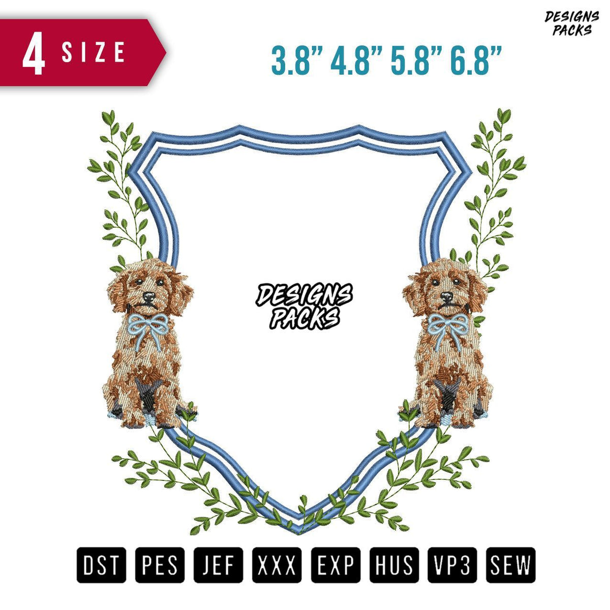 Frame Dogs Embroidery Design