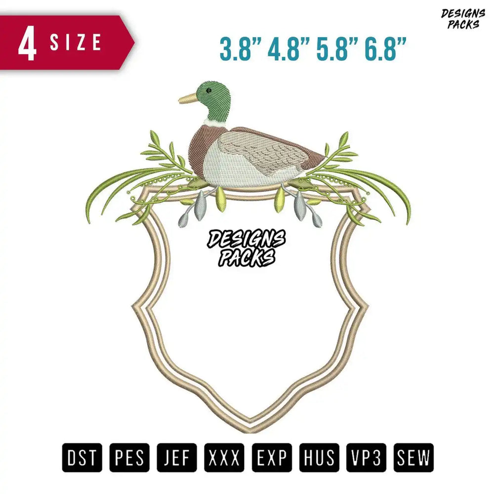 Frame Duck Branches B Embroidery Design